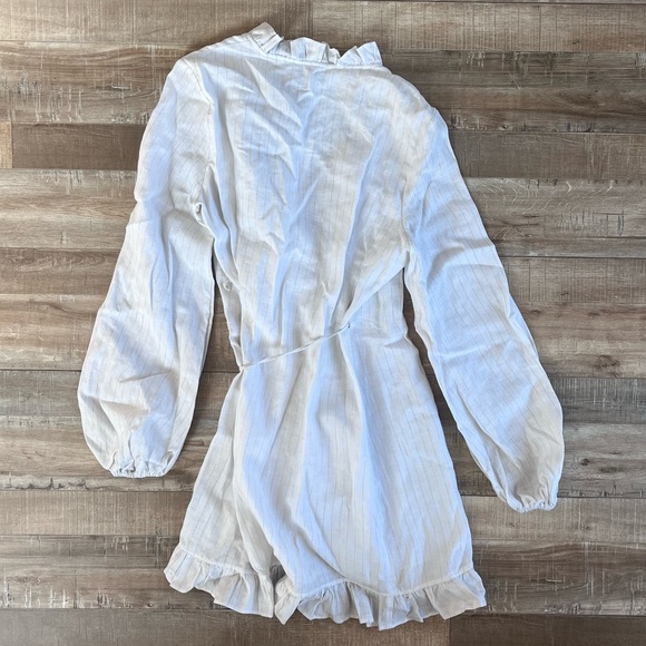 NWT SHONA JOY HOLDEN WRAP DRESS - SIZE 6- RRP $399 - WHITE & GOLD LUREX -LINEN - Picture 7 of 7